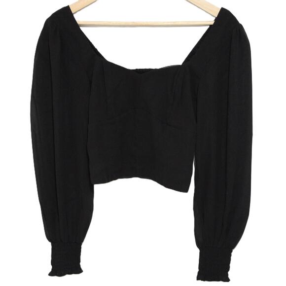 Abercrombie & Fitch Tops - NWT Abercrombie & Fitch Black Ruched Long Sleeve Cropped Crop Top Size Small NEW